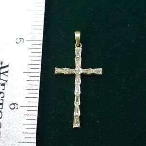 Baguette Gold Diamond Cross Pendant